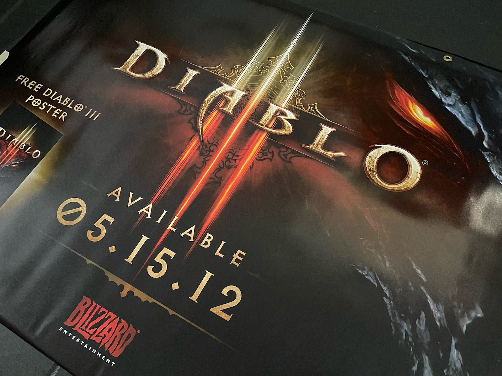 Diablo Promo Display Vinyl Banner LARGE 3’x6’ Store Display Grommet Banner RARE!