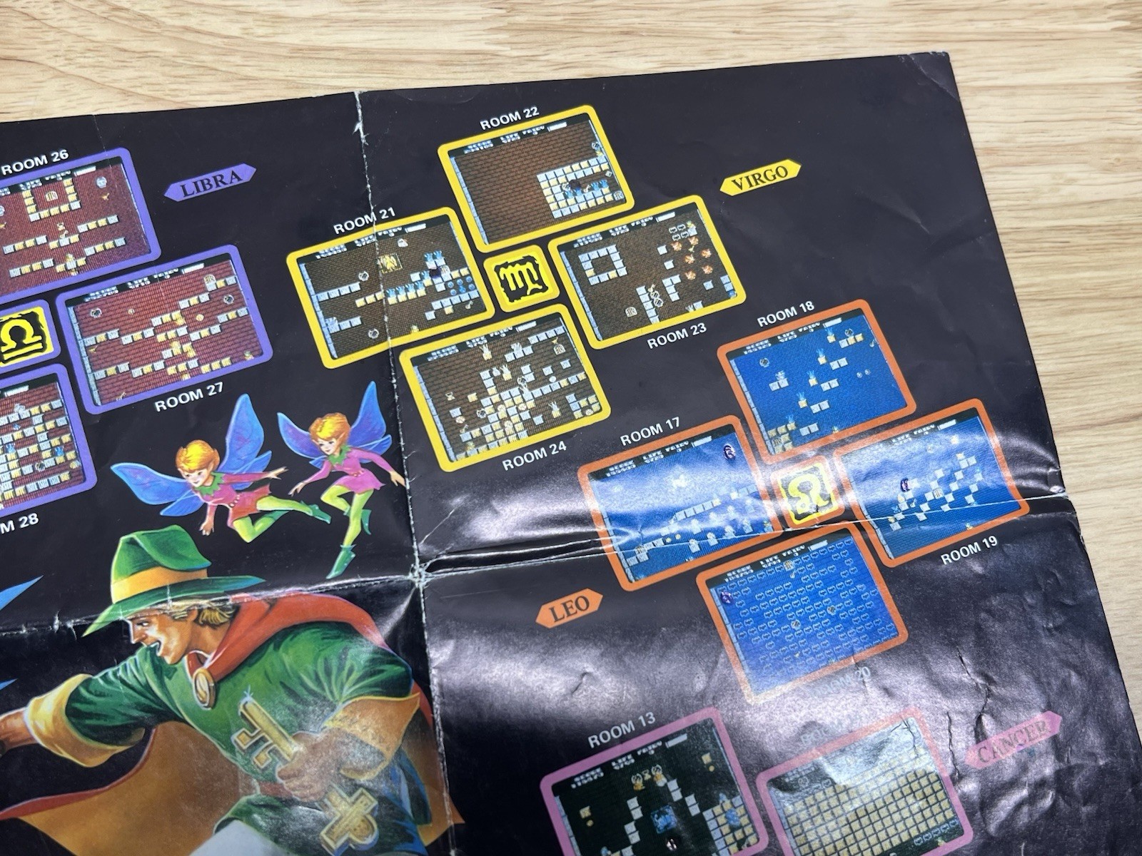 Tecmo Solomon’s Key NES Photo Map Poster Nintendo 1987 Fold Out Insert