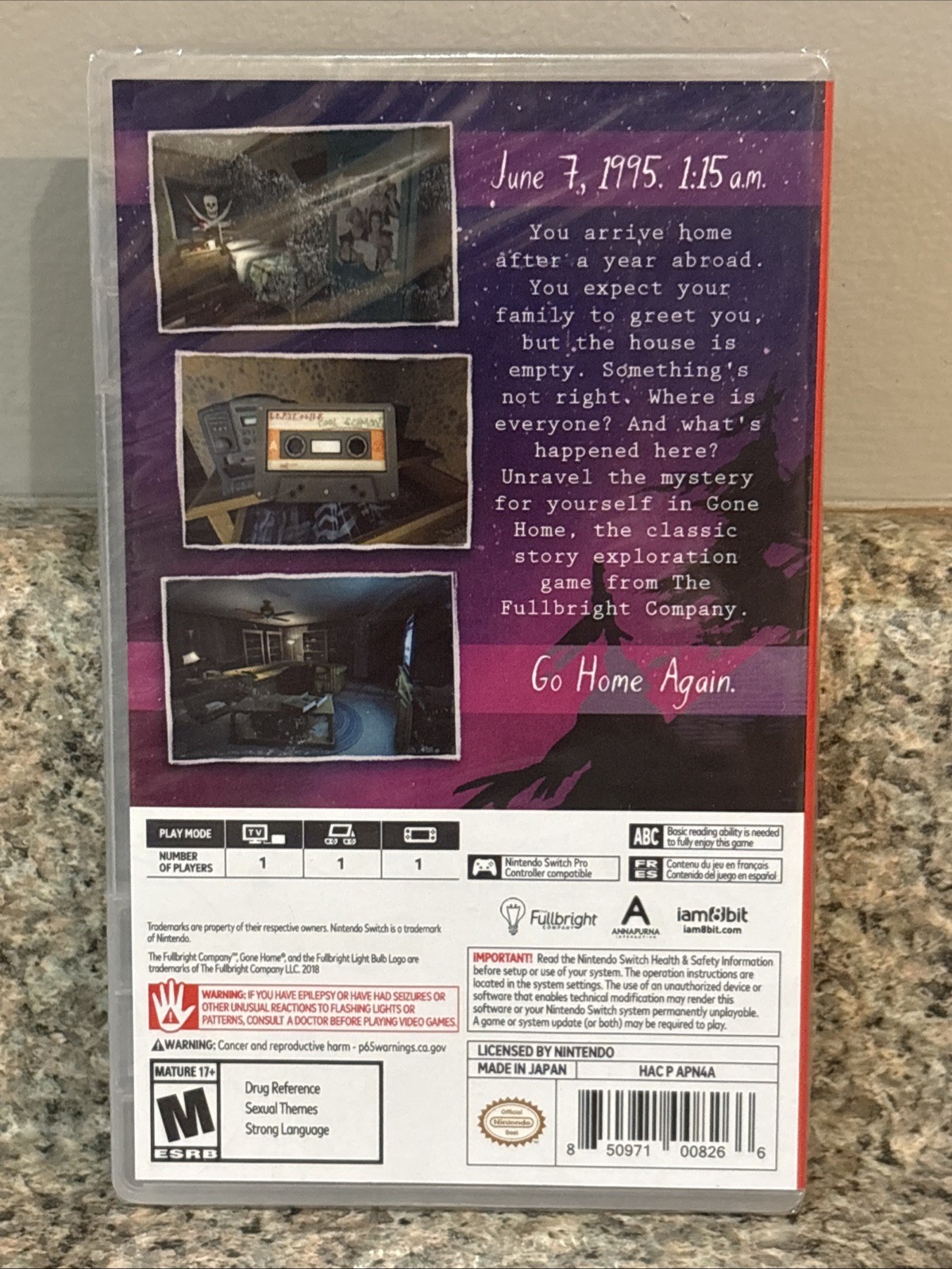 Gone Home – Nintendo Switch – New & Factory Sealed – iam8bit BOX SHIP