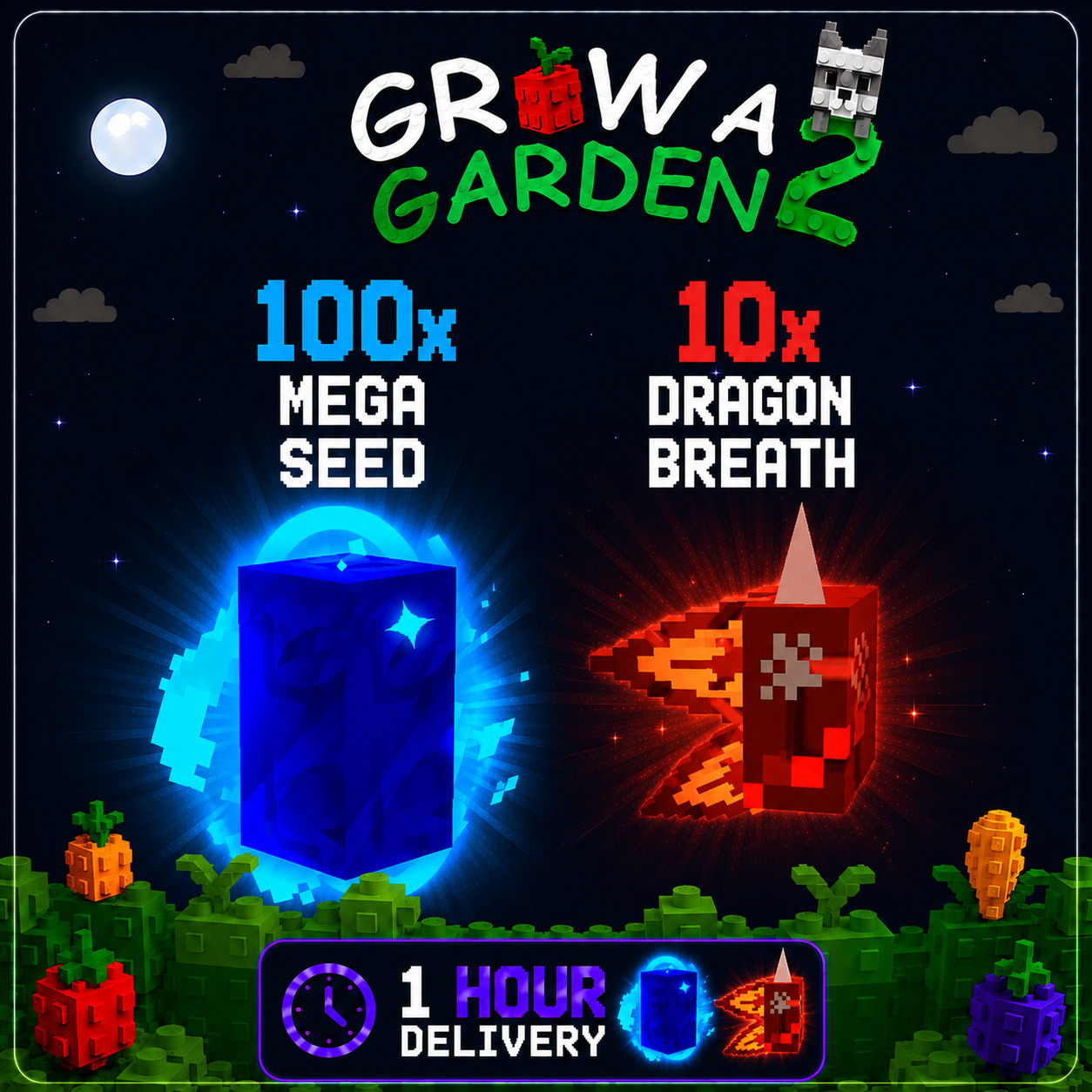 🔥Grow a Garden 2 Roblox✨100X Mega Seed + 10X Dragon Breath Seed | Fast & Easy