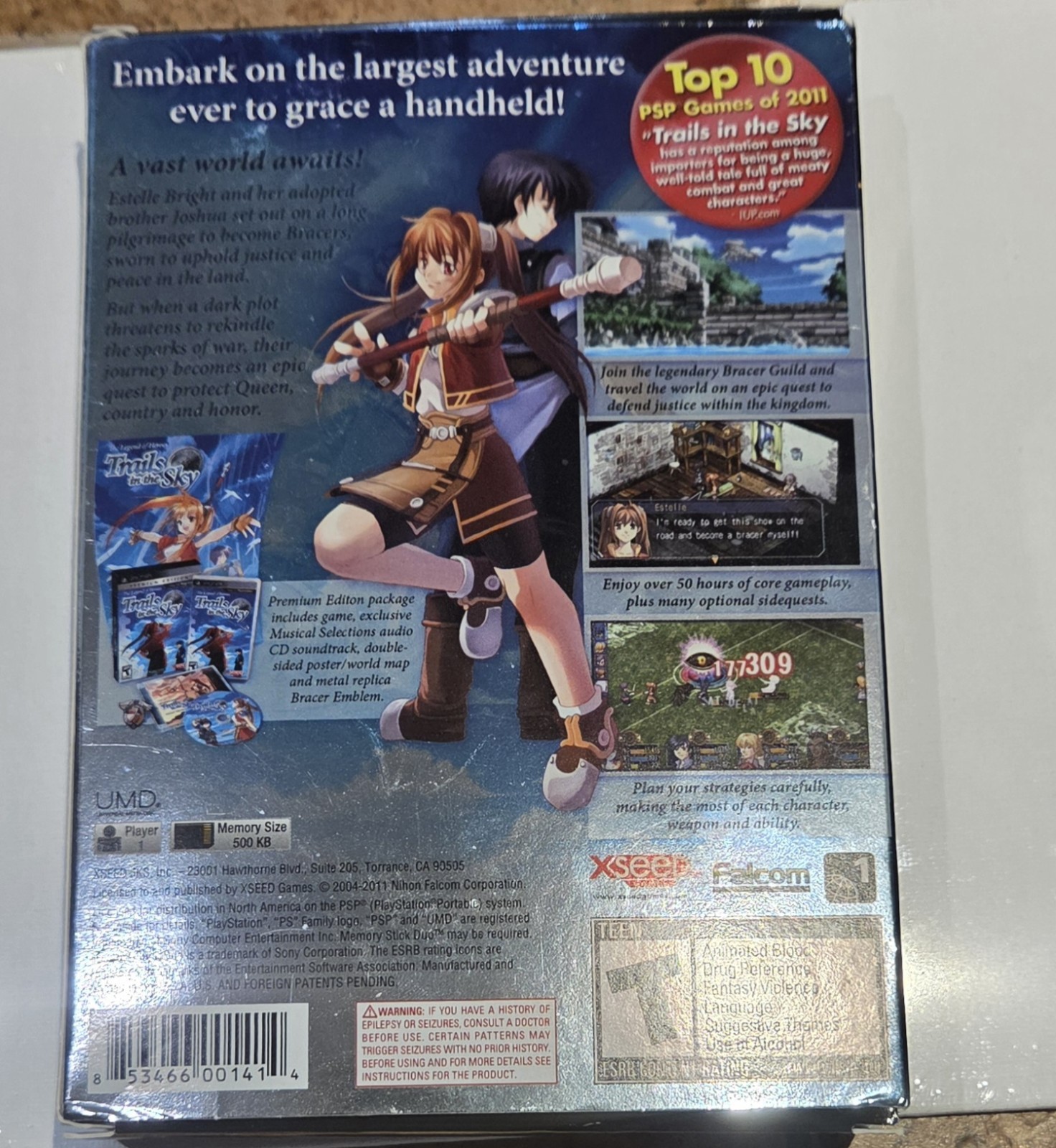 XSEED Games Legend of Heroes: Trails in the Sky Premium + Manual PSP T 2011