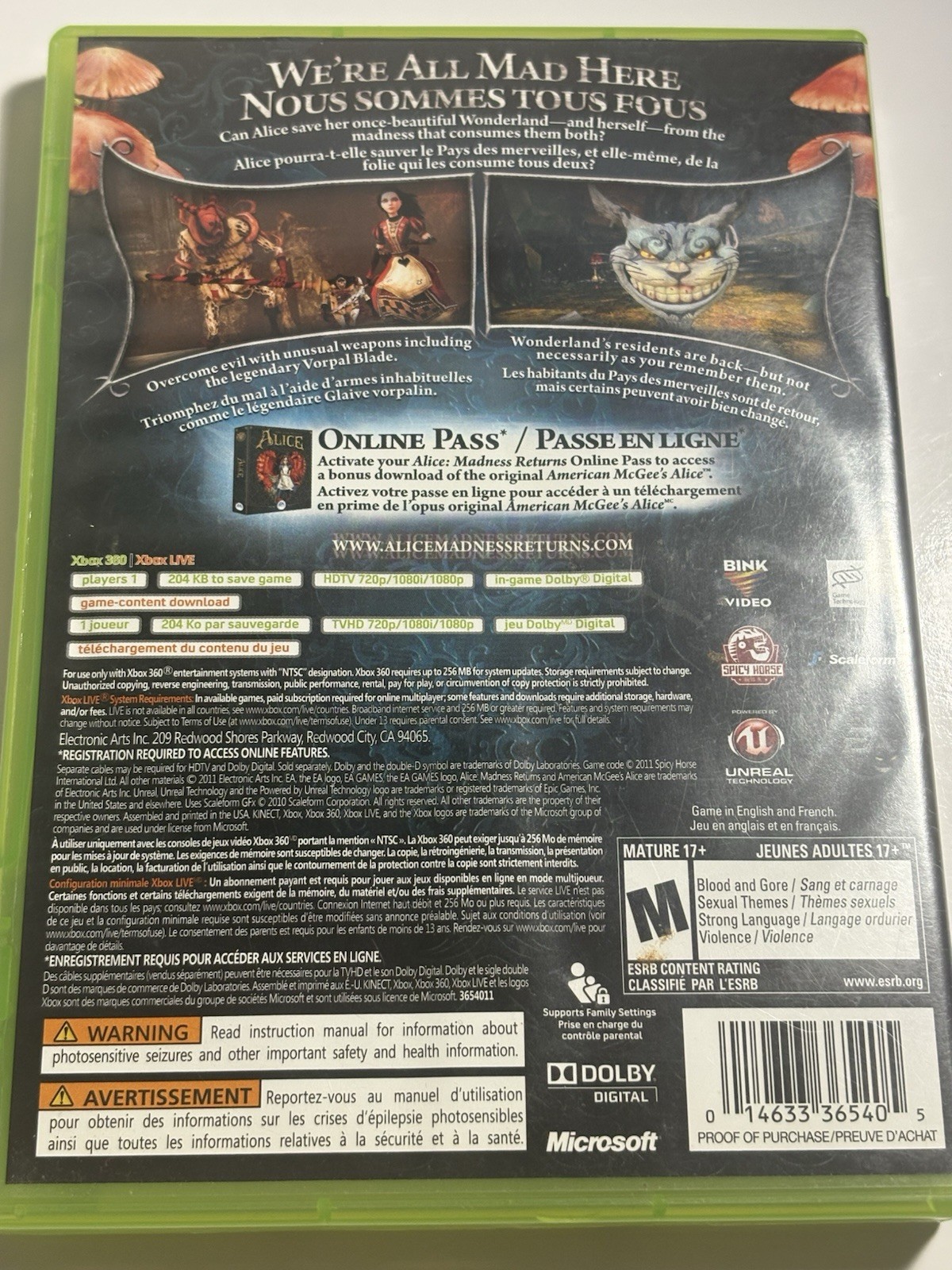 Electronic Arts Alice Madness Returns Xbox 360