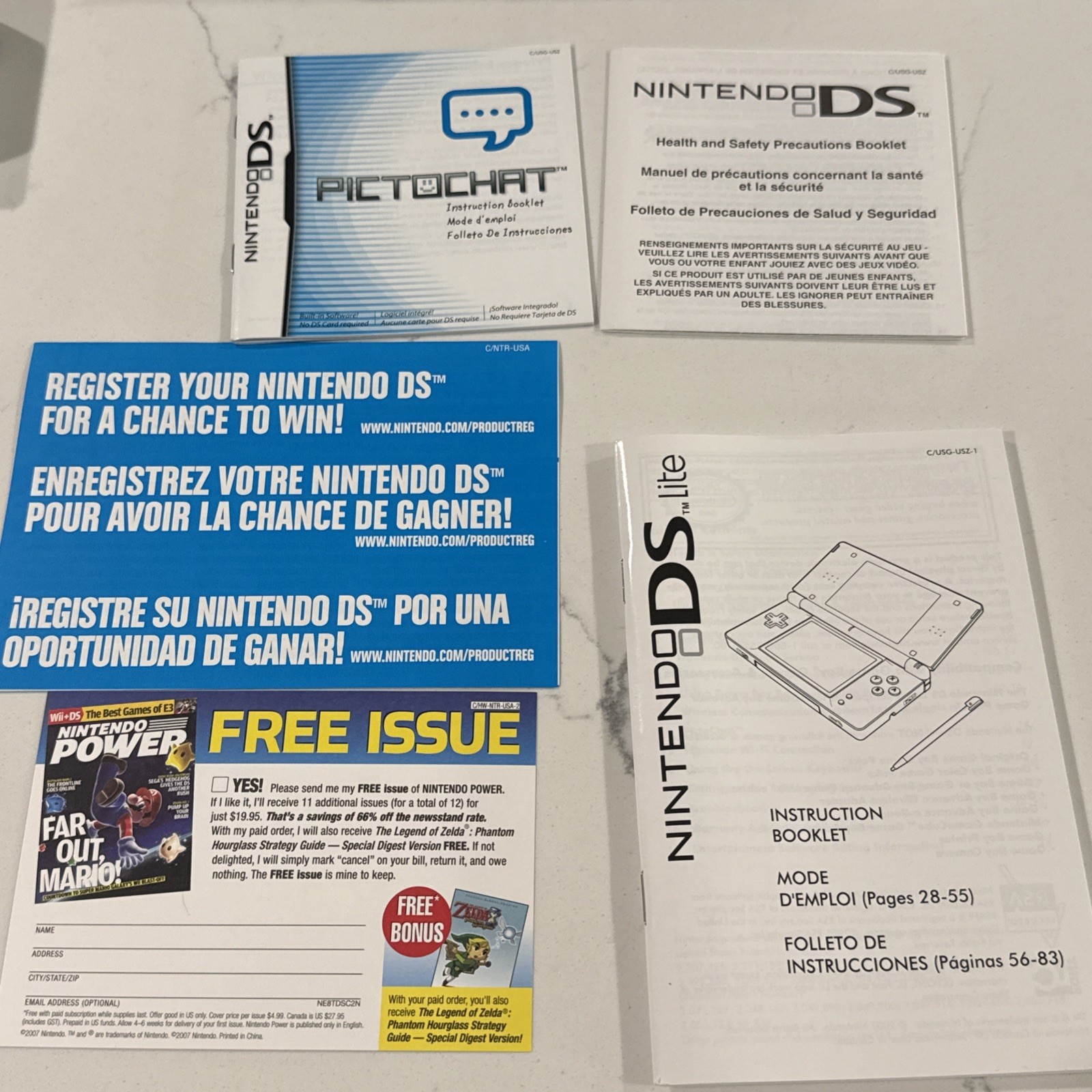 Nintendo DS Lite Handheld System in Box – Onyx – Charger & Manual *PLEASE READ*