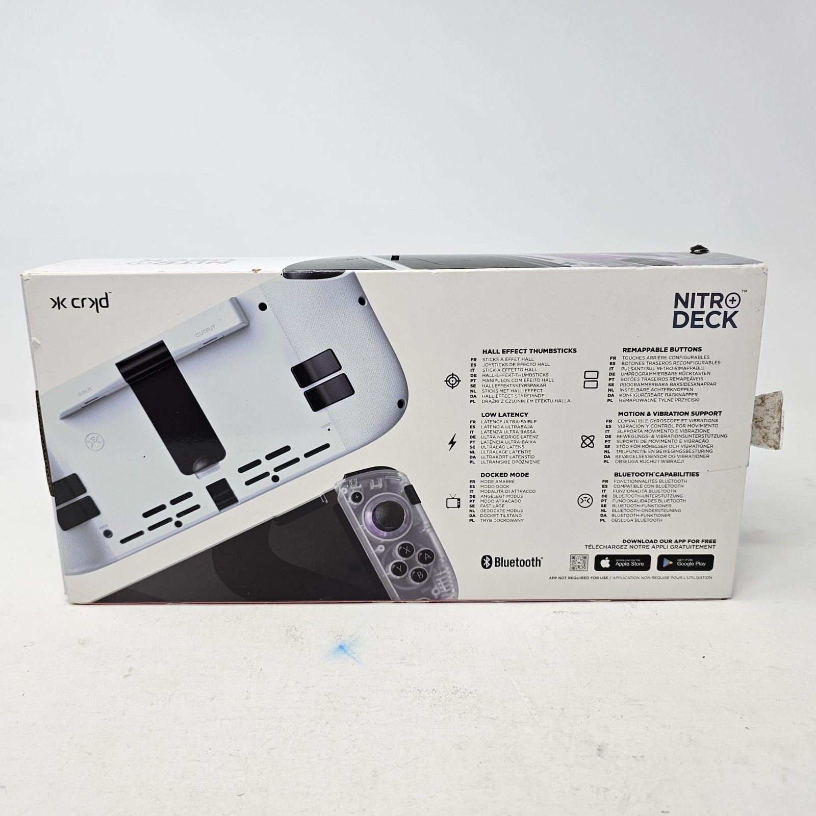 CRKD Nitro Deck Clear White Controller For Nintendo Switch Wireless Bluetooth