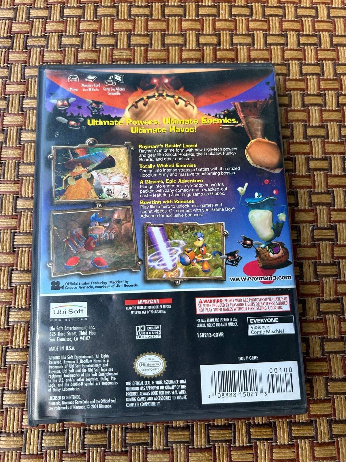 ubi soft rayman 3 hoodlum havoc manual included nintendo gamecube ntsc-u/c