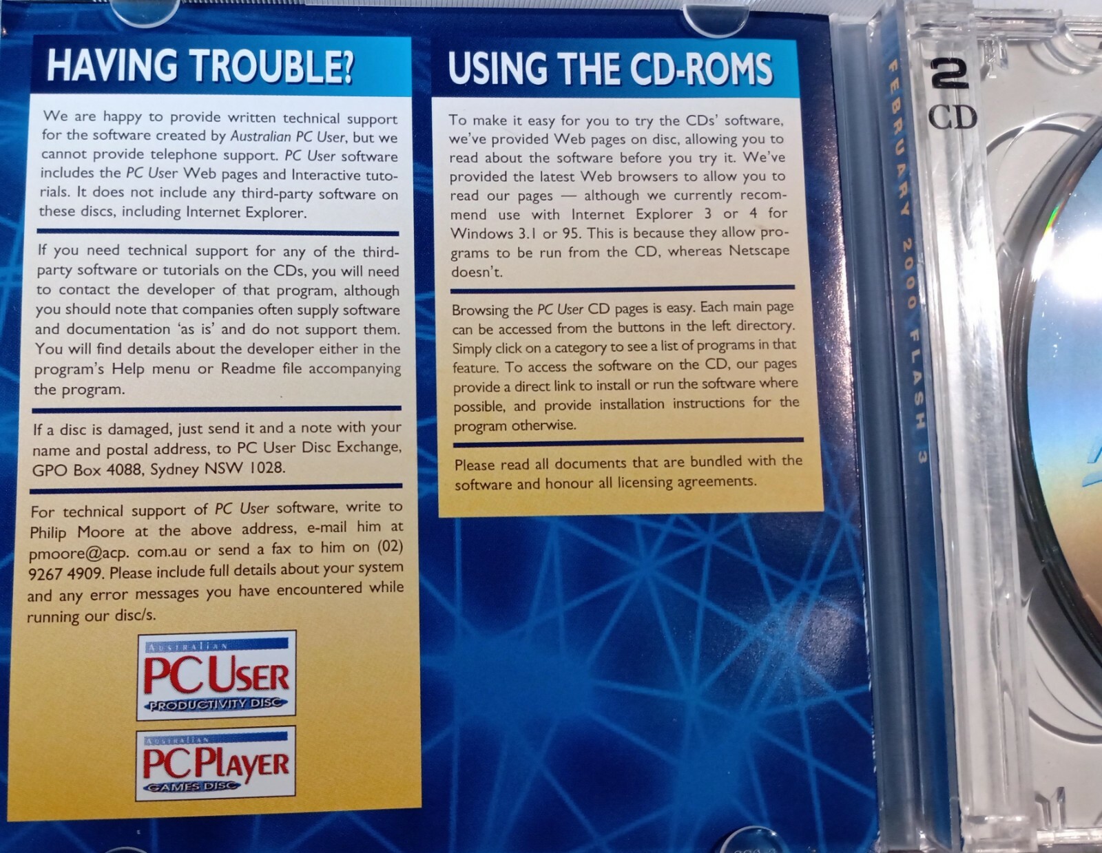 PC User FEB 2000 Games & Productivity 2CDs Demo CDROM Disc 2000 PC Platform