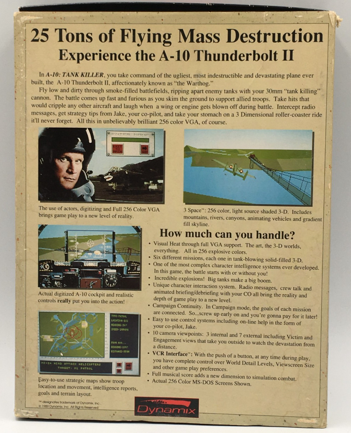 1989 Dynamix A-10 Tank Killer Thunderbolt II MS-DOS 5.25″ Floppy Disk IMB PC Gam