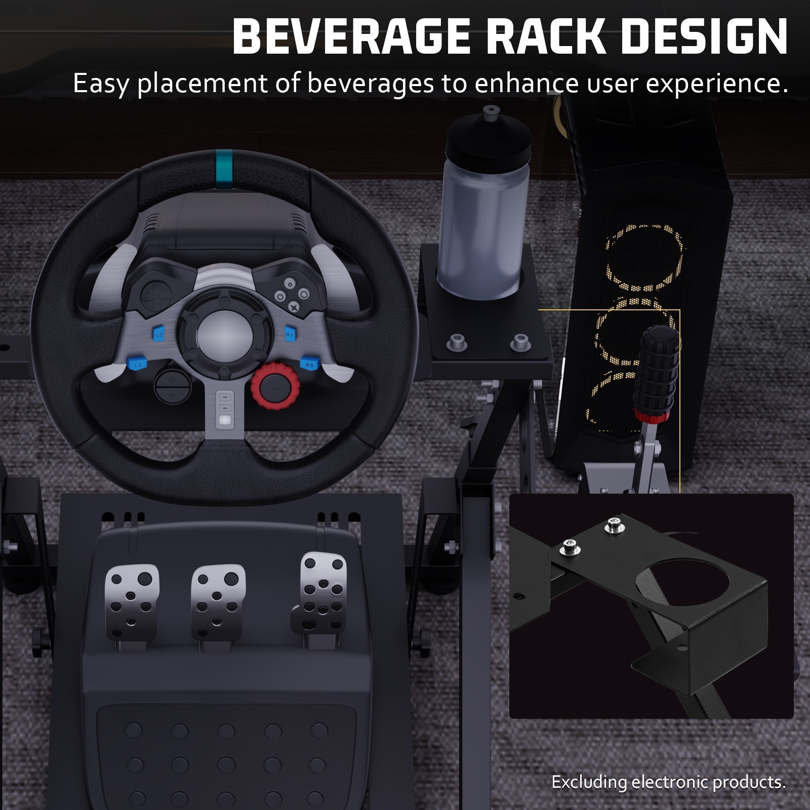 Hottoby Steering Racing Wheel Stand Foldable Sim Cockpit Fits Logitech G920 G923