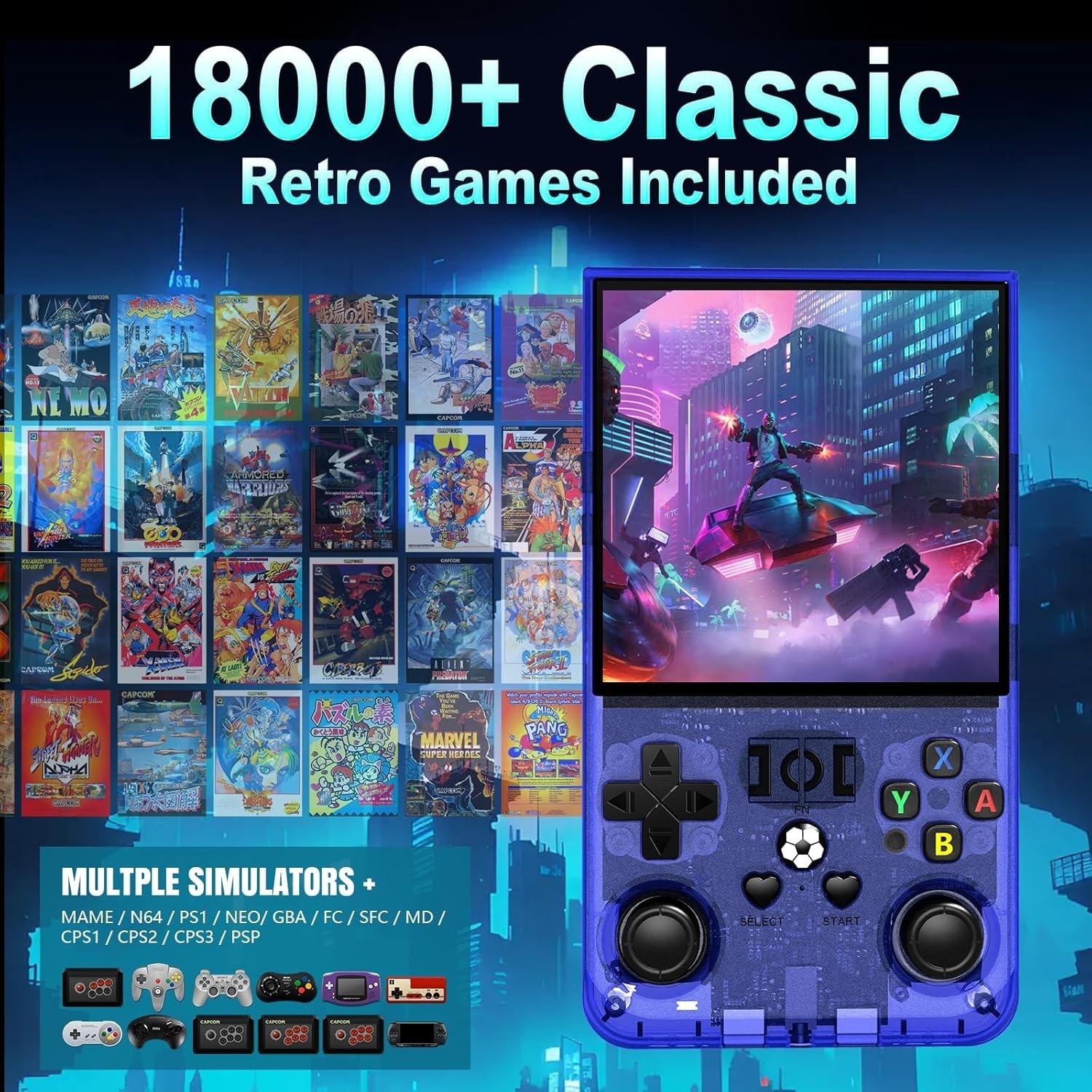 R36MAX Game Console,4.0 Inch IPS Screen Linux System w/ 64GB TF Card,Retro Gamin