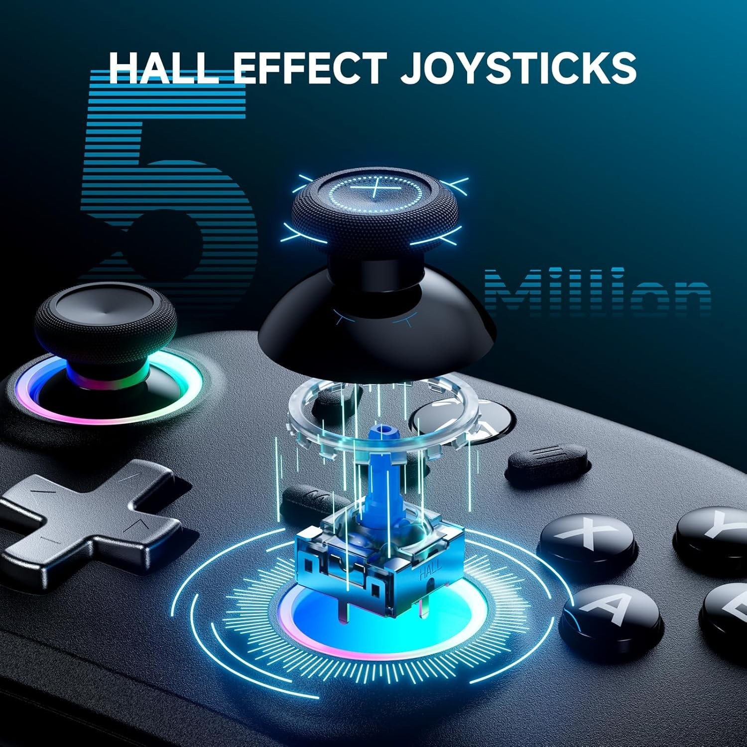 PC Gaming Controller with Hall Effect Joysticks and Instant Response Features
