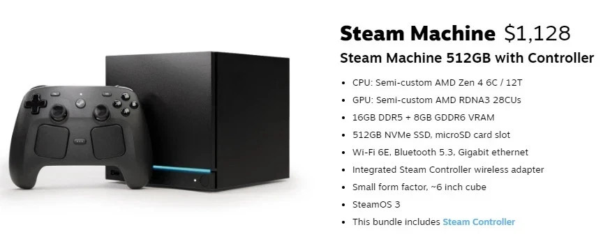 Valve Steam Machine 512GB with Steam Controller PRESALE Gaming Mini PC Console