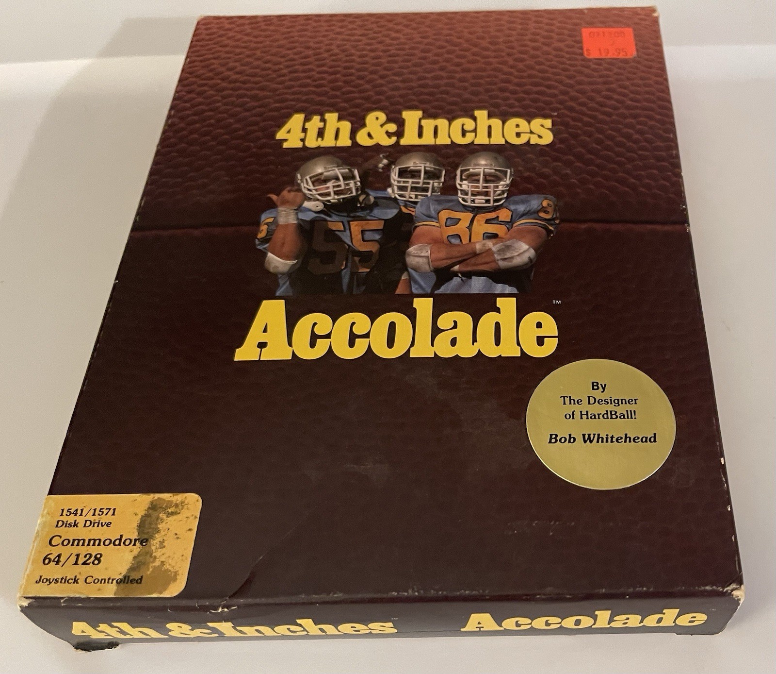4th & Inches Football Accolade Tested Commodore 64 128 Disk Box Manual 1987 C64