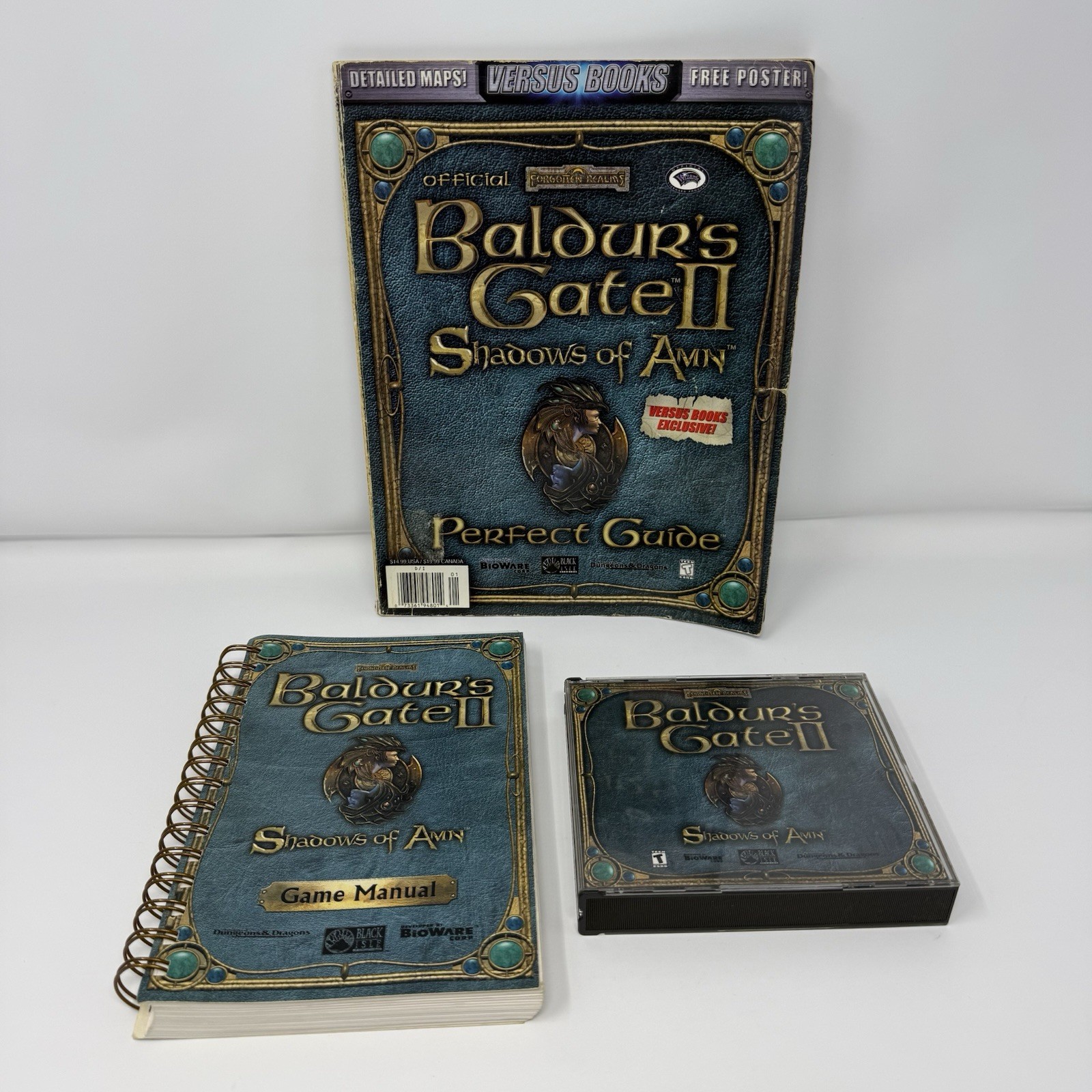 Baldur’s Gate 2 II: Shadows of Amn (PC, 2000) 4 Disc Set , Manual, & Guide Book