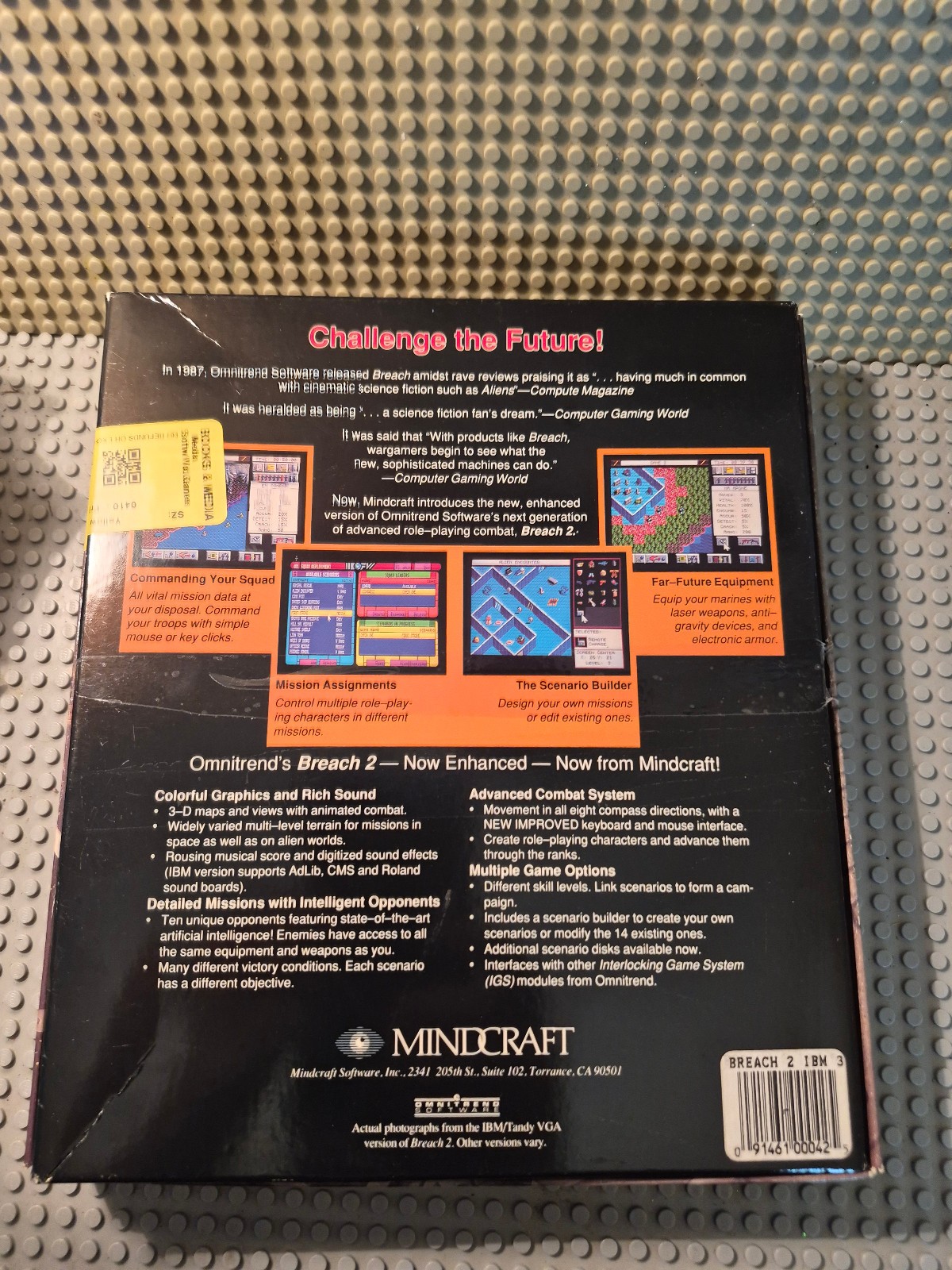 Breach 2 PC Game (Mindcraft 1990) IBM DOS manual game very good