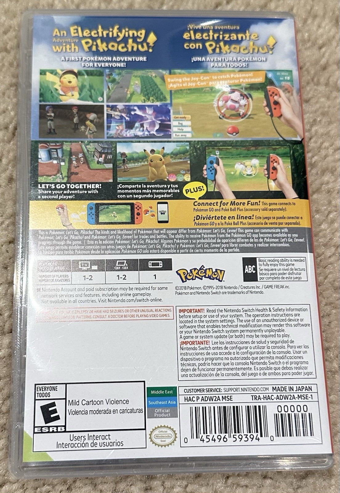 Nintendo Pokémon: Let’s Go, Pikachu! (Switch, 2018) E Multiplayer w/ Case