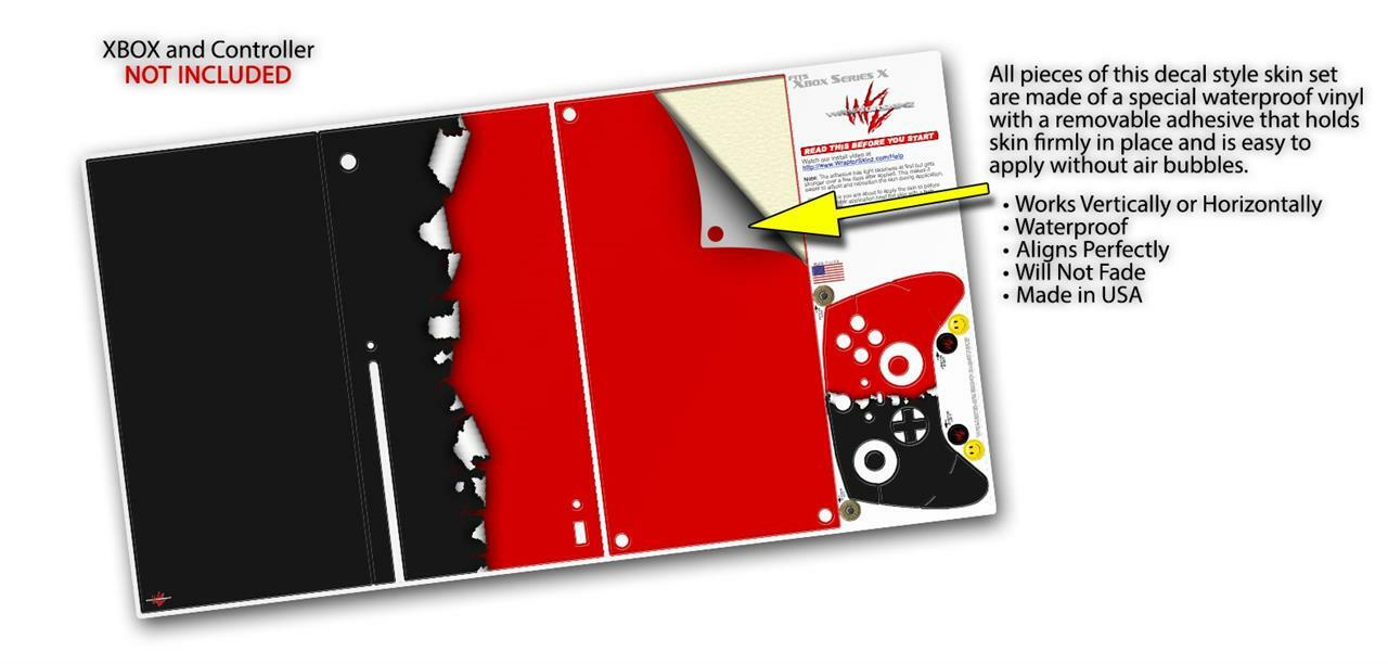 Skin Set for XBOX Series X Ripped Colors Black Red
