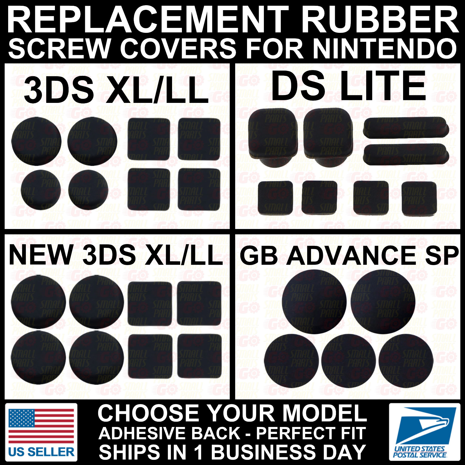 Screw Hole Rubber Dust Cover Plug for Nintendo New/3DS/XL/LL/DS Lite/GBA SP/NDSL
