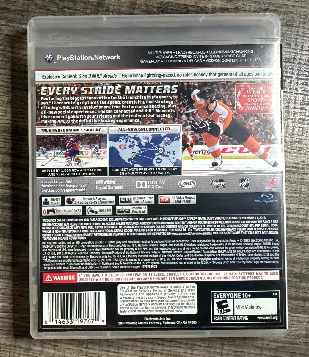 NHL 13 – Sony Playstation 3 PS3 – EA Sports – Acceptable Condition