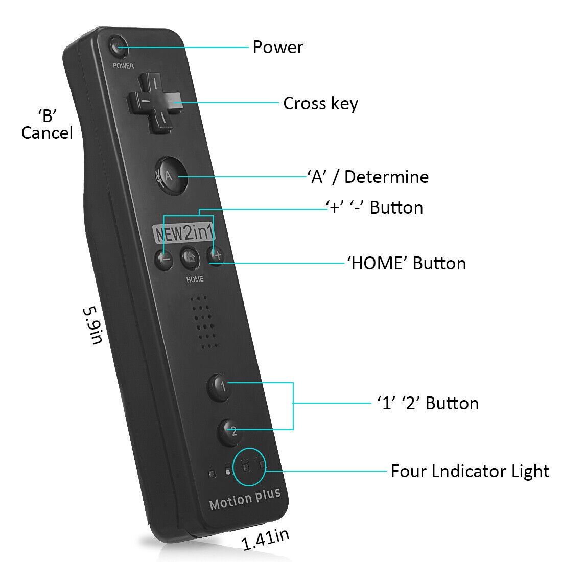 Wii Motion Plus Remote Controller Nunchuck Nintendo Wii &Wii U Silicone Strap-US