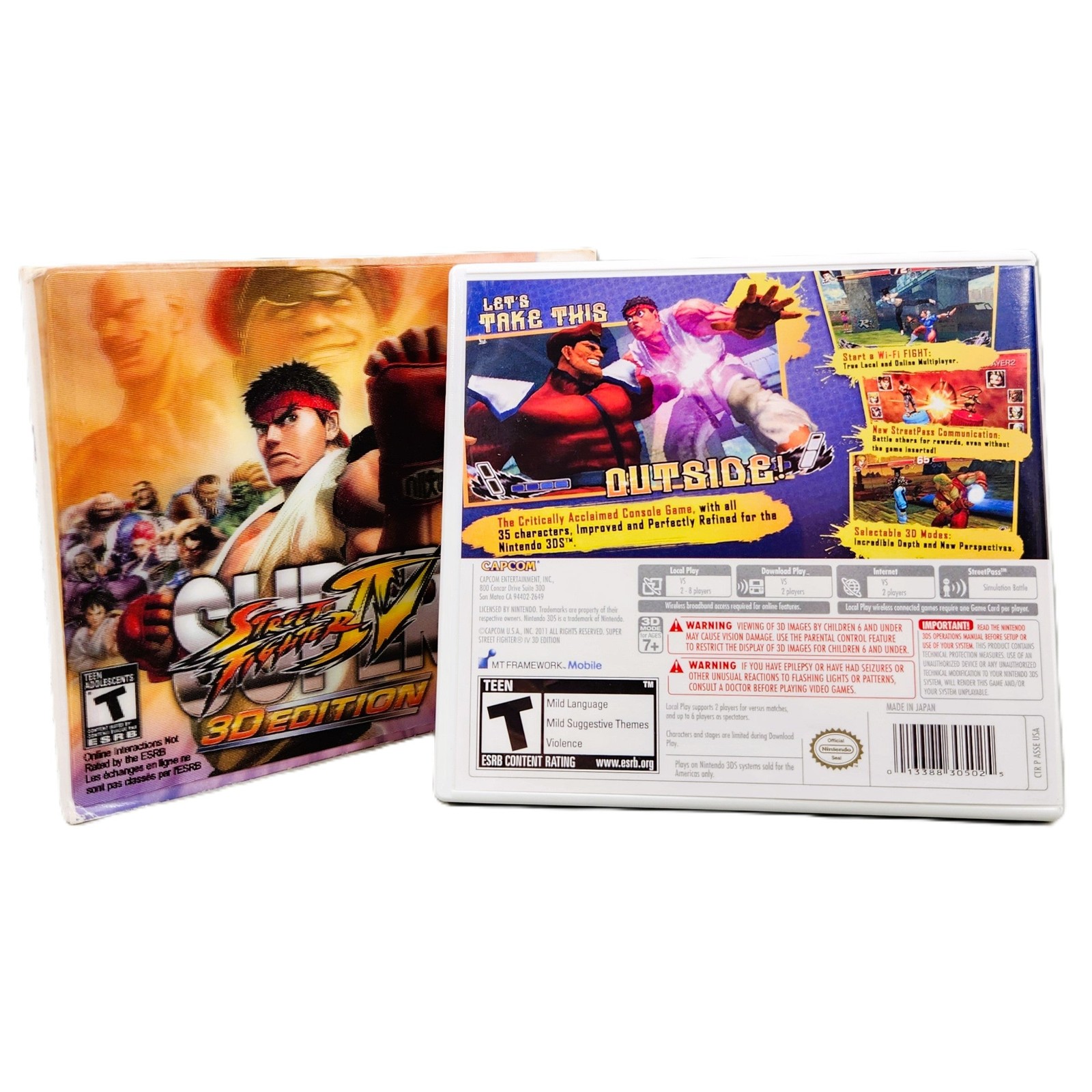 Super Street Fighter IV 3D Edition Holographic Lenticular Slipcover Nintendo 3DS
