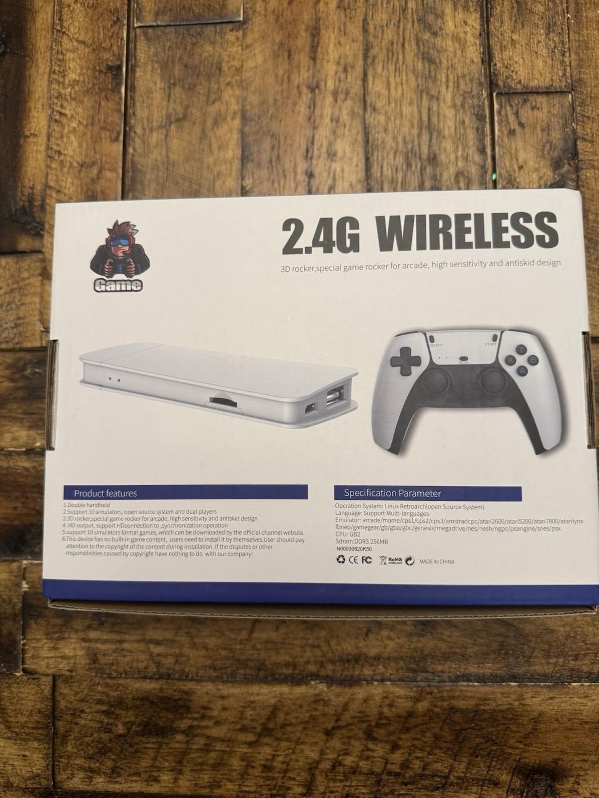 Game 2.4G Wireless HDMI Console Built-In Games w/ 2 Controllers Black/White