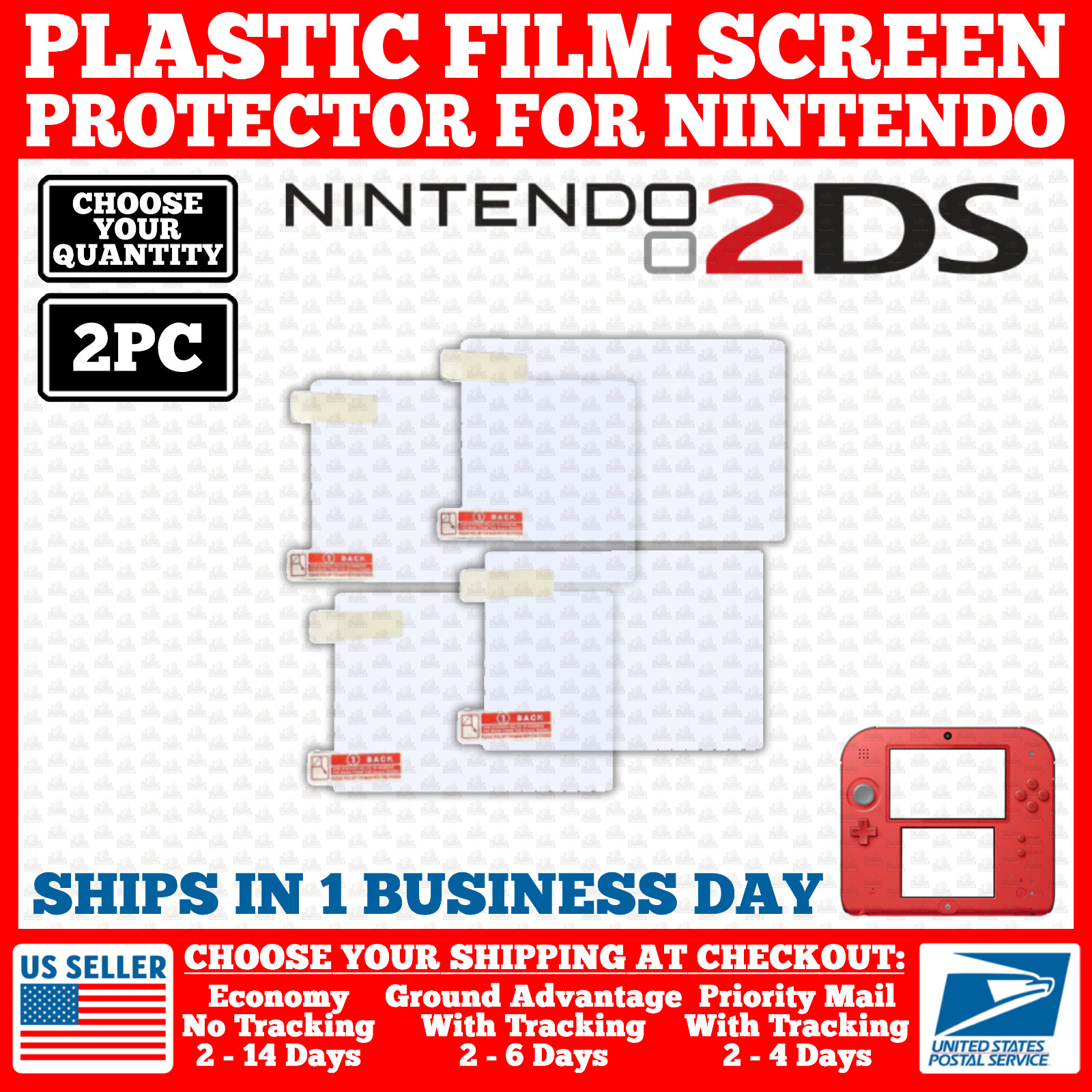 Film Plastic Screen Protector For Nintendo 2DS – Original 2DS Model Console