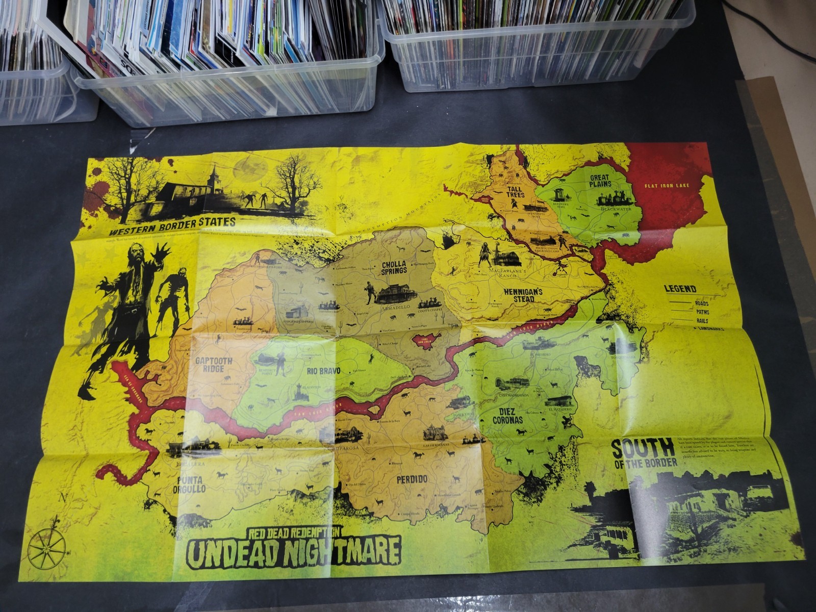Red Dead Redemption & Undead Nightmare Double Sided Map Poster ORIGINAL Only