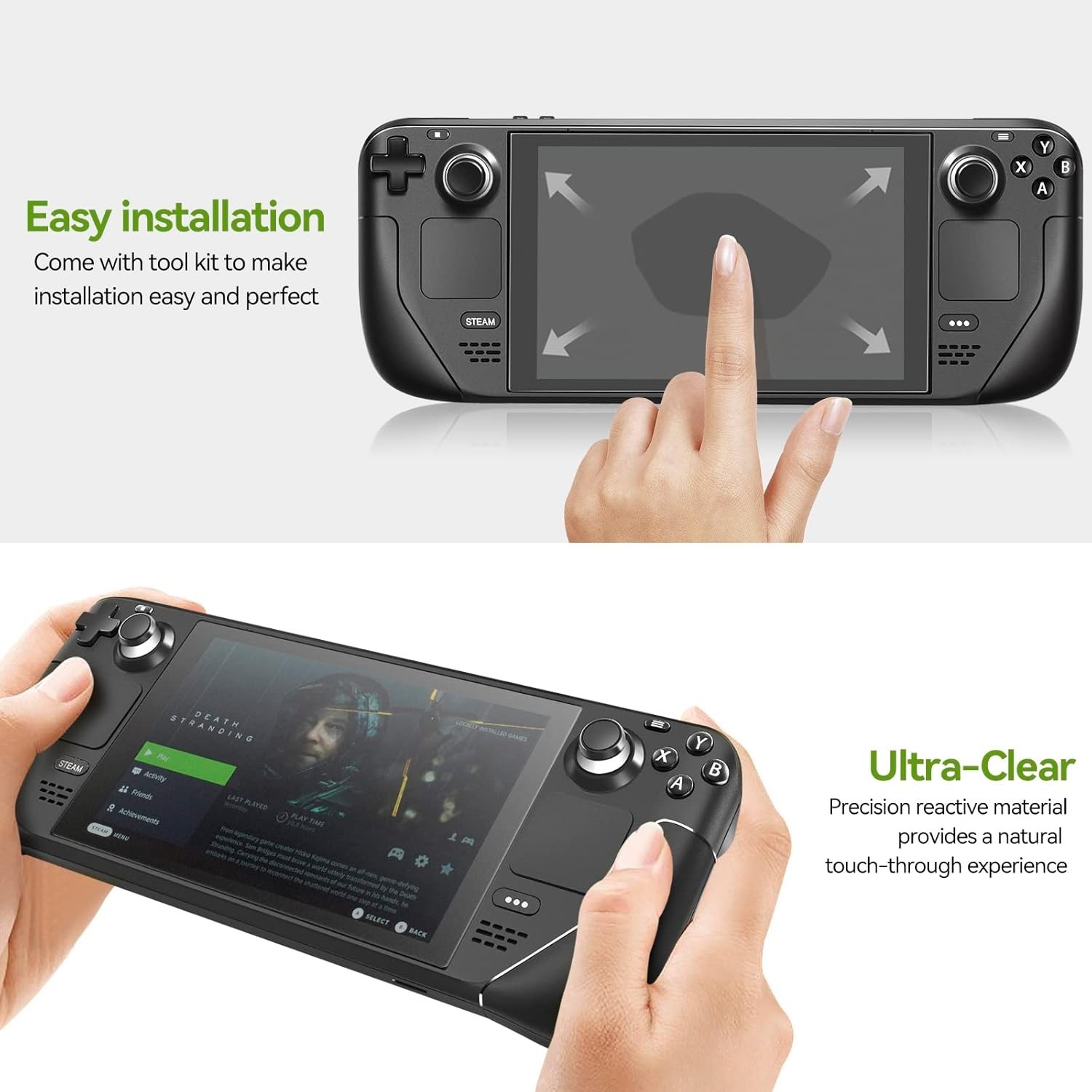 Ultra-Clear Anti-Fingerprint Screen Protector for Steam Deck 7”/7.4” – 2 Pack