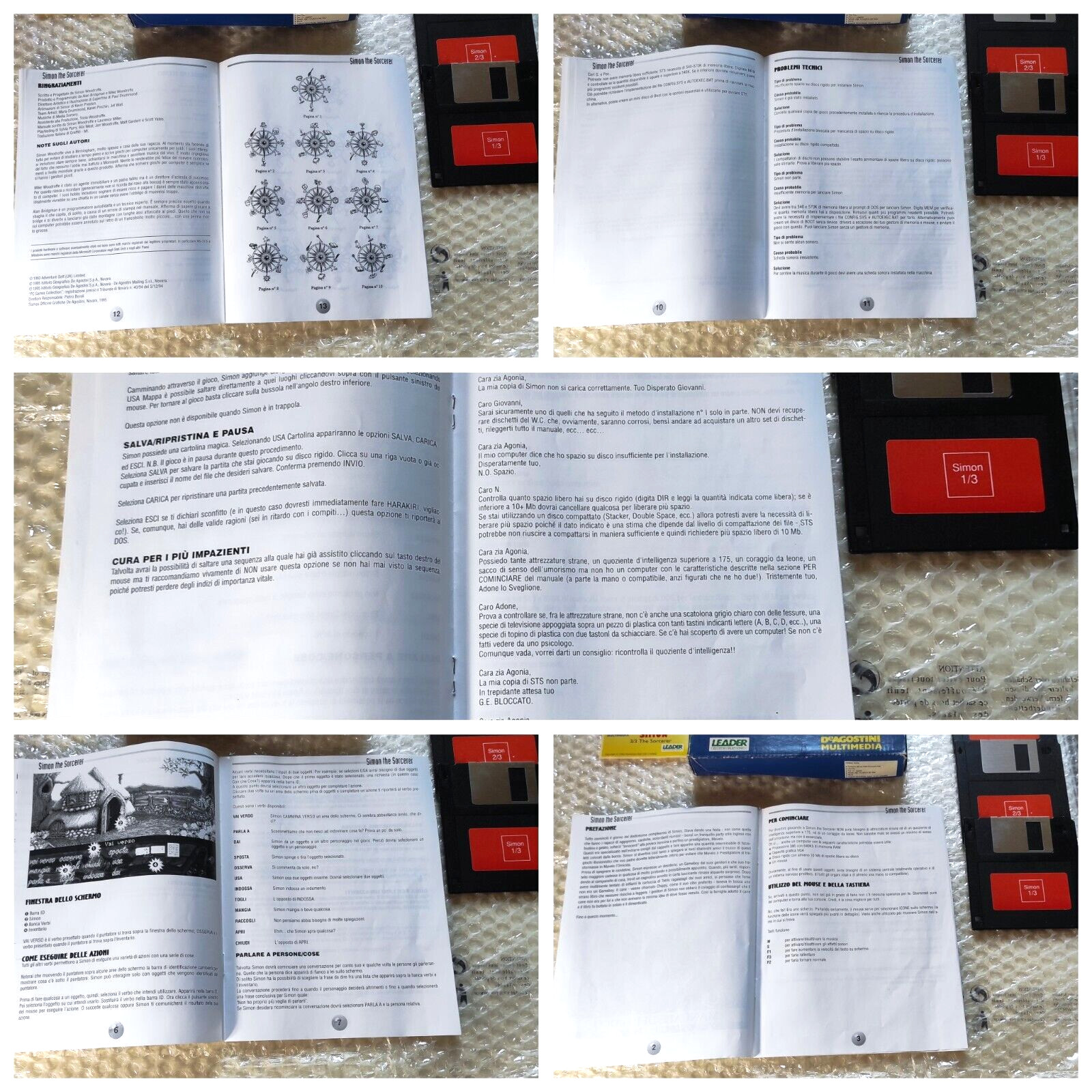 SIMON THE SORCERER Complete Box PC FLOPPY ORIGINAL LEADER Italy Retrogames PAL