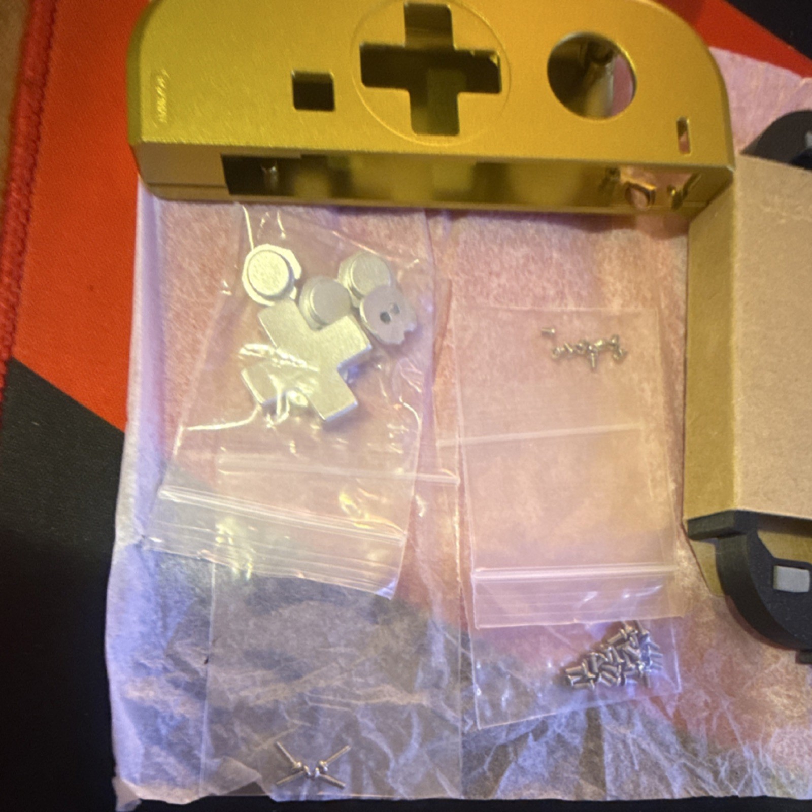 RARE!! Boxy Pixel Gold Metal Nintendo Switch JoyCon Housing Silver Button Kit👇