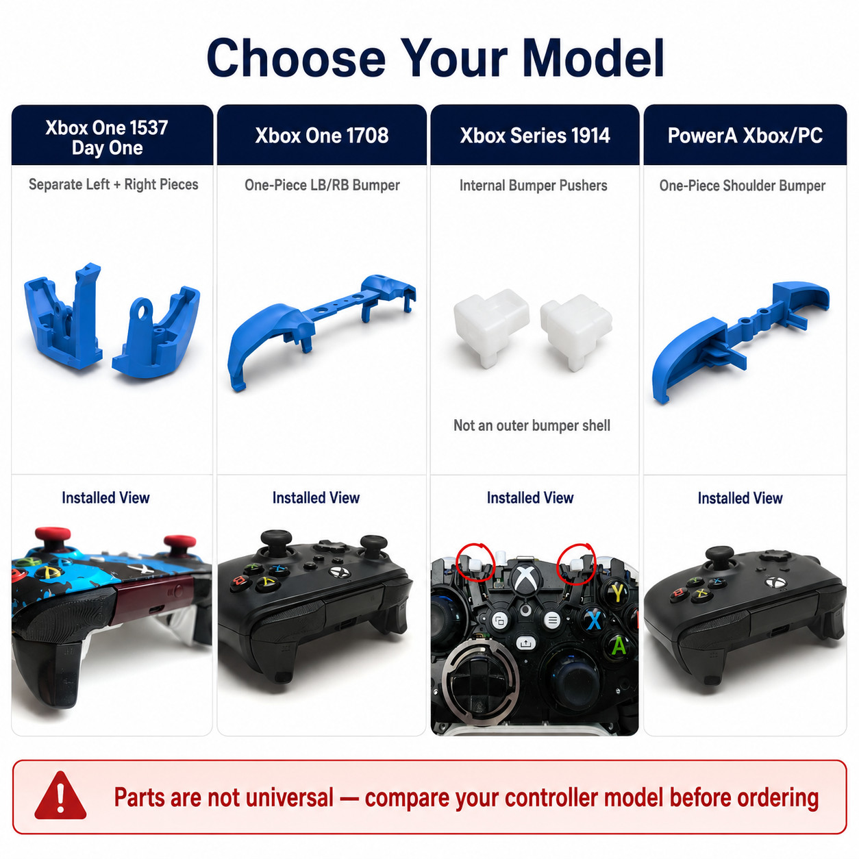 Xbox Controller LB RB Bumper Repair Set Series X S One 1537 1708 1914 PowerA