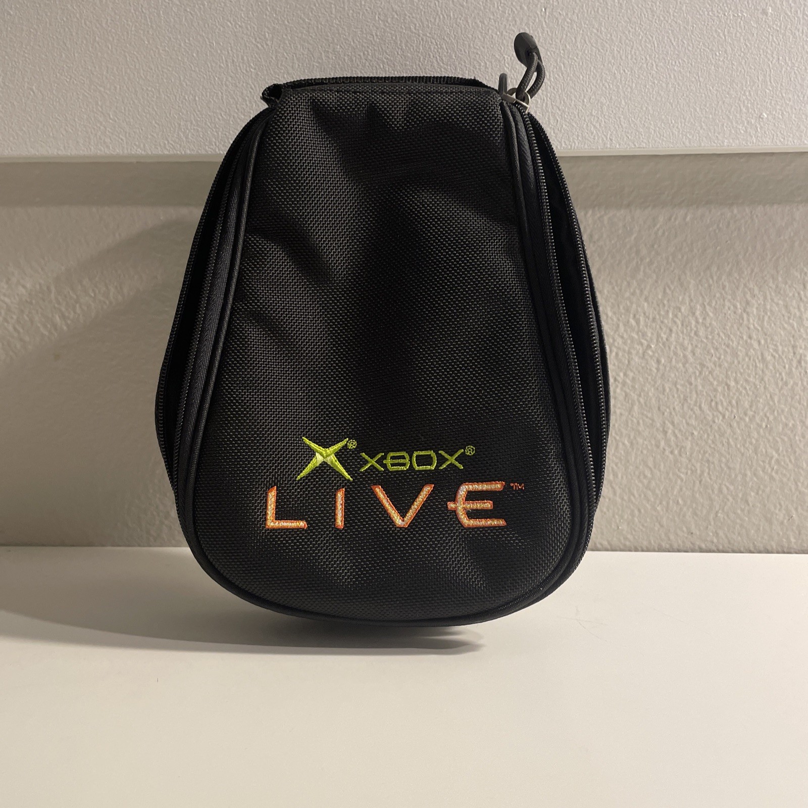 Xbox Live Carrying Case Travel Pouch Black Zippered Game Accessory Embroidered