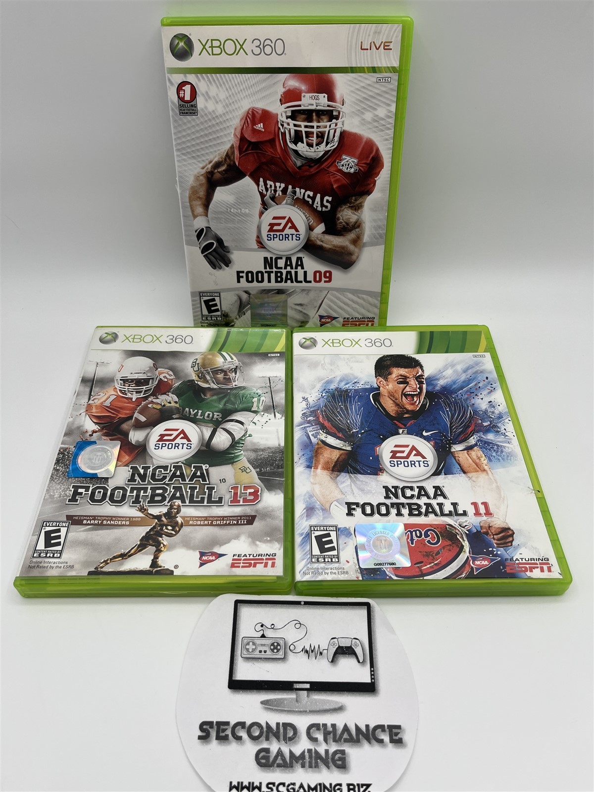 Xbox 360 NCAA Football 09 11 13 Games Bundle Complete Tested Free Shipping