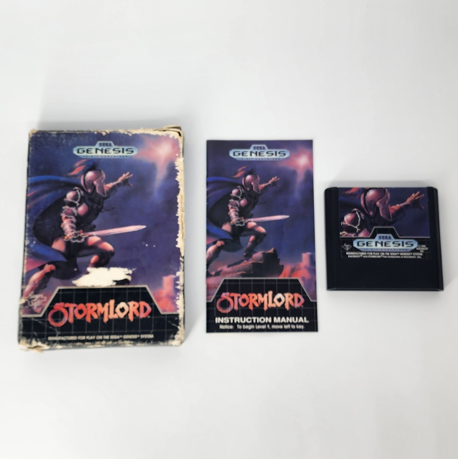 Stormlord Sega Genesis Complete Case Cart Manual CLEANED & TESTED w/ Protector!