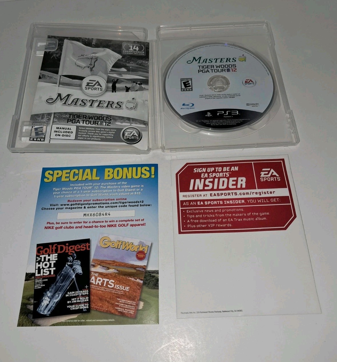 Tiger Woods PGA Tour 12 The Masters – PS3 Complete w/Manual & Inserts -EA Sports