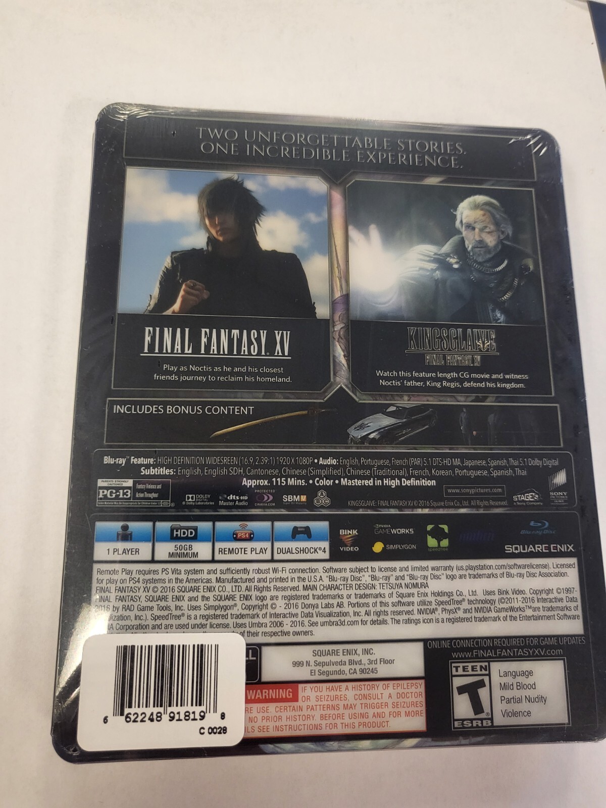 Final Fantasy XV, Deluxe Edition, PS4, Brand New Sealed, steelbook