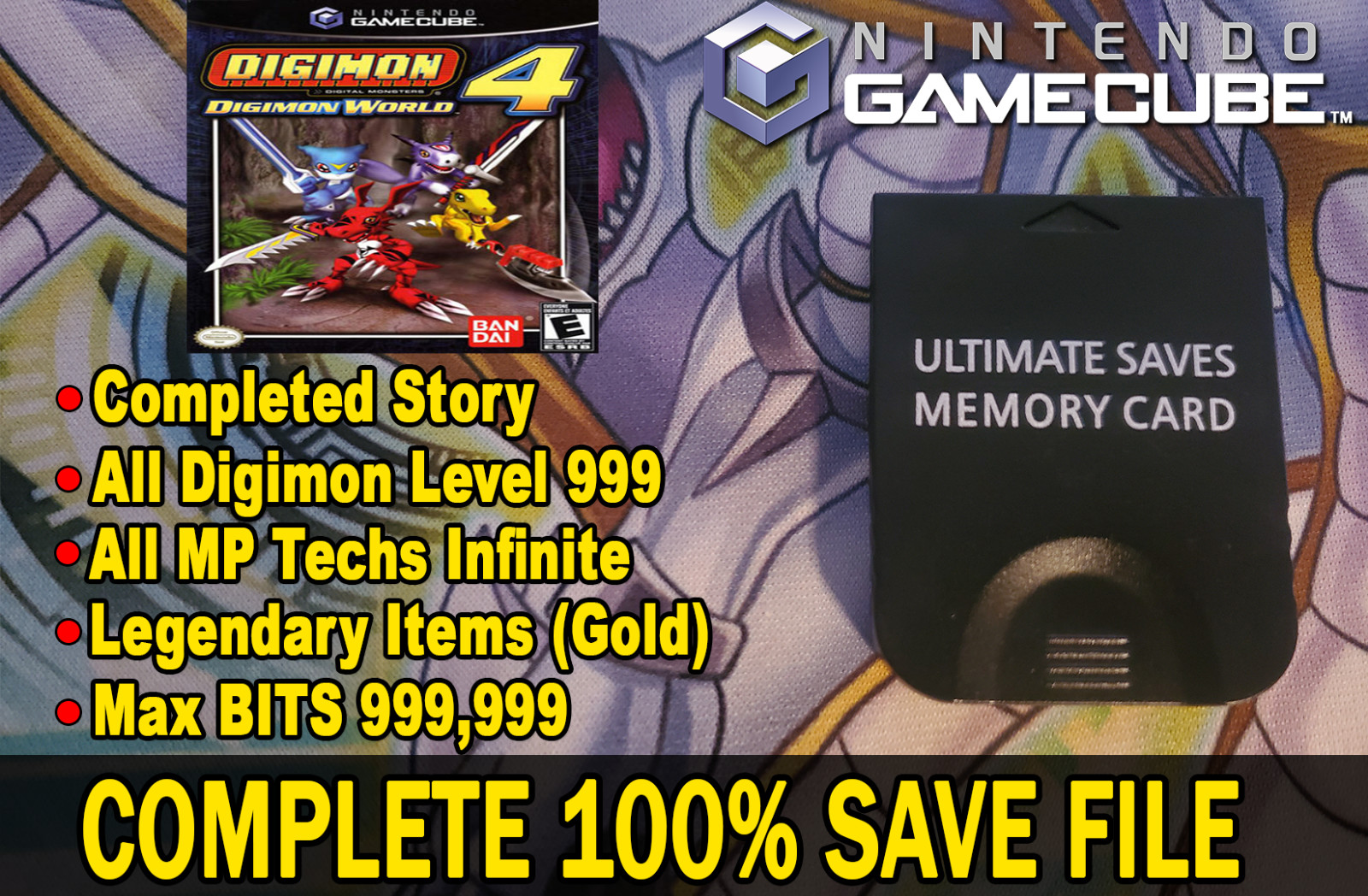 Digimon World 4 100% Ṥave Gamecube Memory Card! (NO GAME)