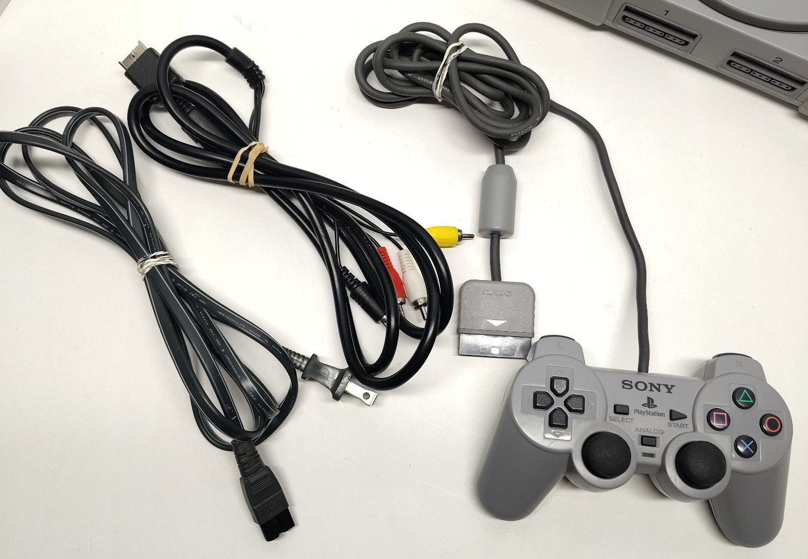 Sony PlayStation 1 SCPH-7501 W/ 2 Games 1 Controller Cables Mega Mem Card Tested