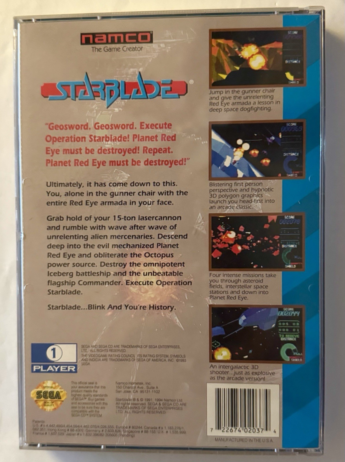 Starblade (Sega CD, 1994) CIB Complete in Box w Manual + Reg Card + Foam