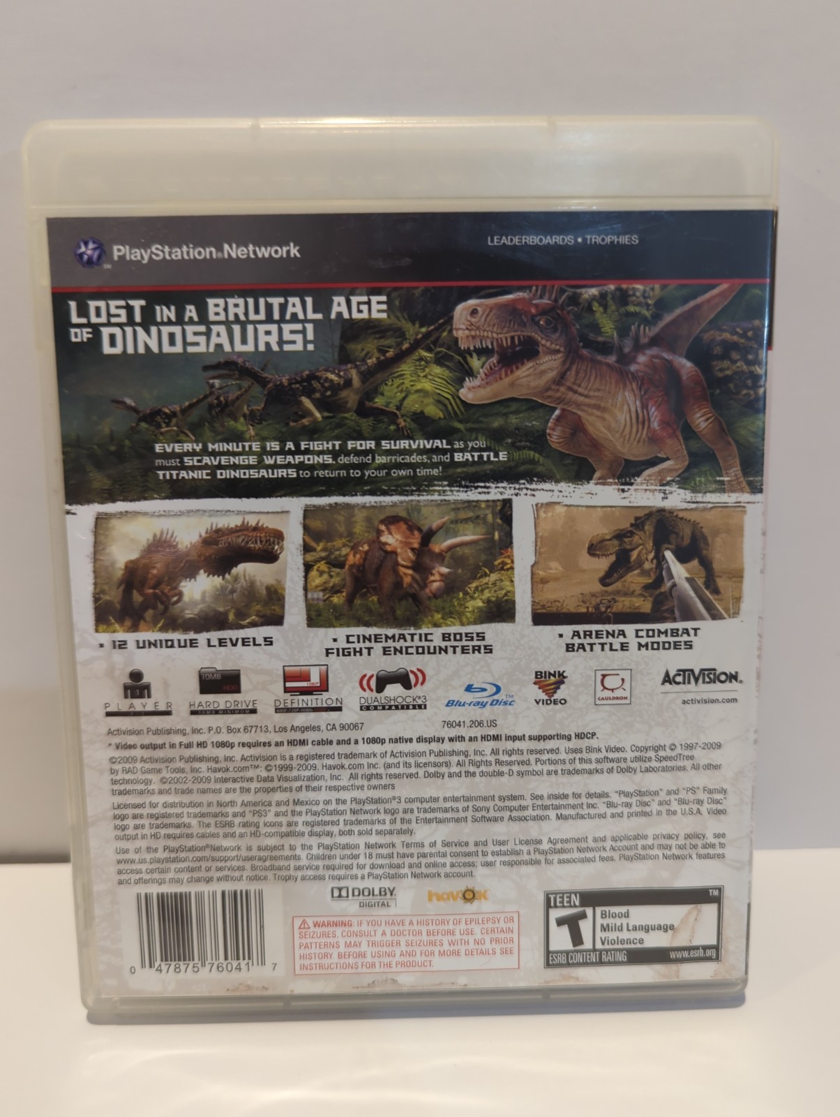 Jurassic: The Hunted (Sony PlayStation 3, 2009) Complete, and tested.