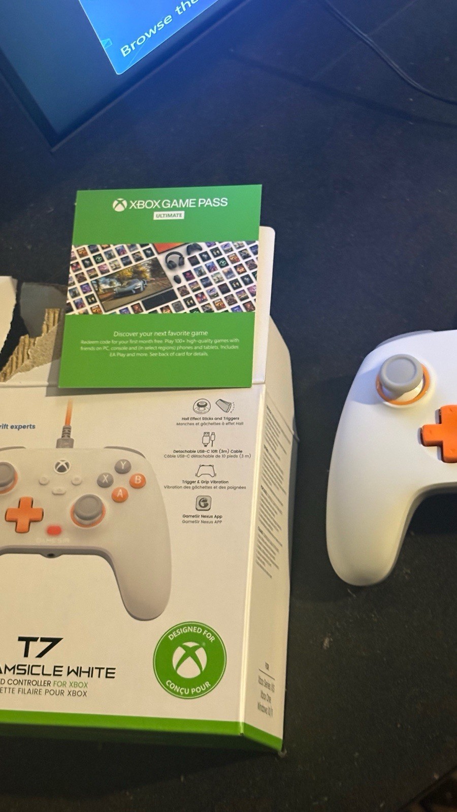 GameSir T7 Wired USB-C Controller White, Hall Effect Sticks, 10ft Cable