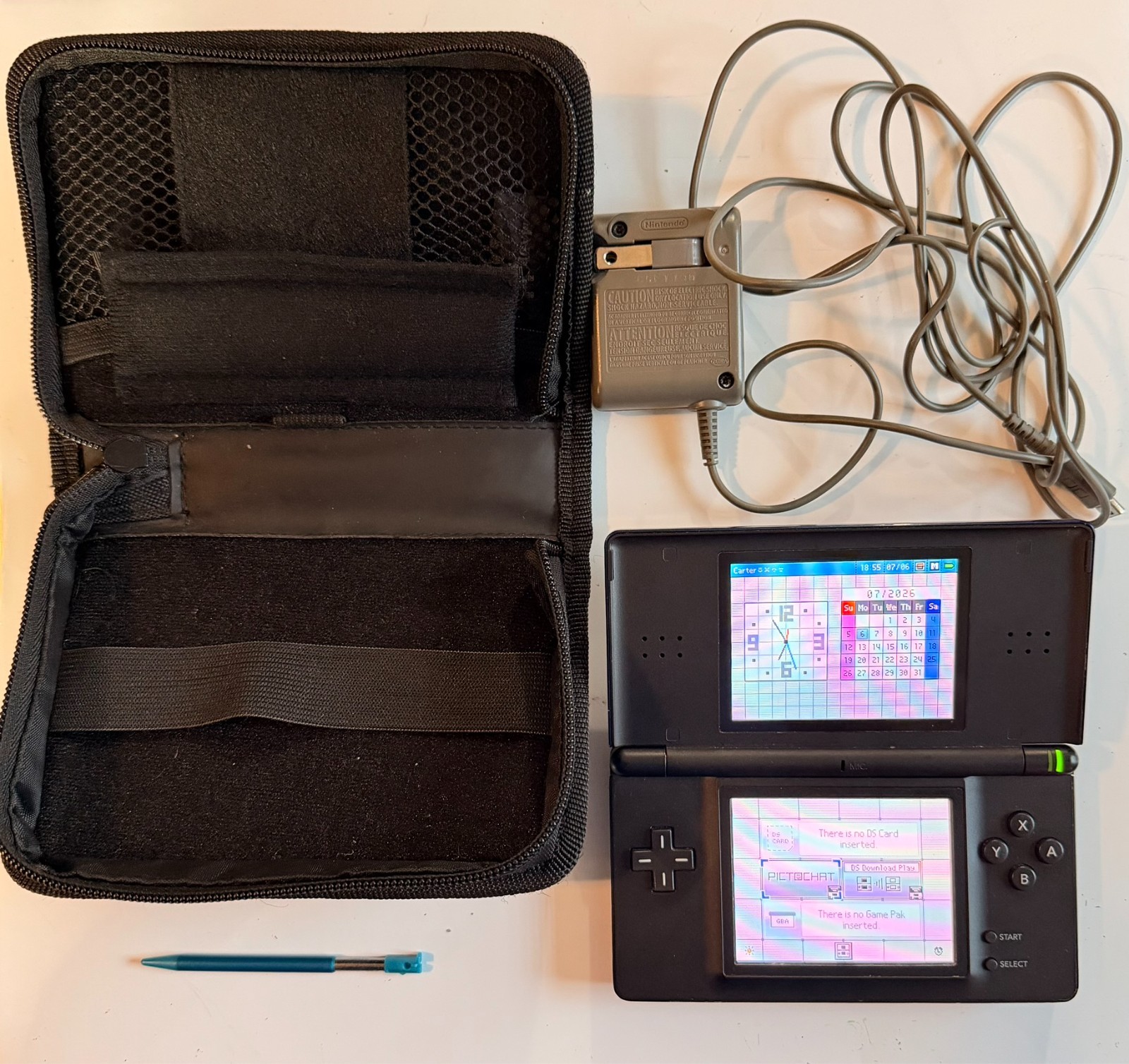 Nintendo DS Lite Blue System – with OEM Charger, stylus & case