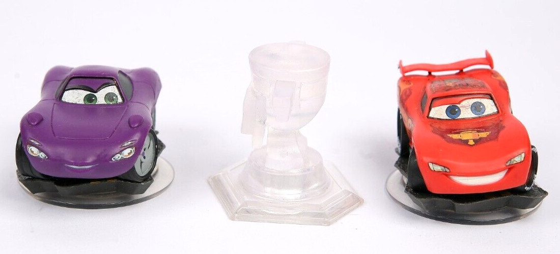 Disney Infinity Cars Playset Lightning McQueen Holley Shiftwell Crystal Lot Of 3