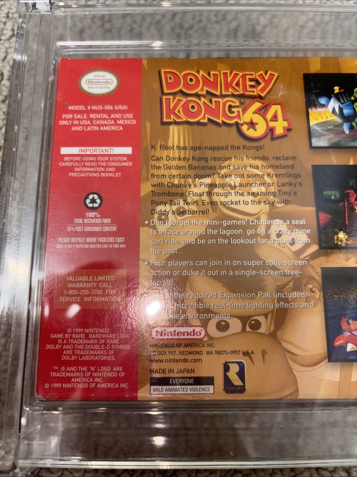 Donkey Kong 64 Collector’s Edition -Nintendo 64 WATA 7.0 – Graded CIB Video Game