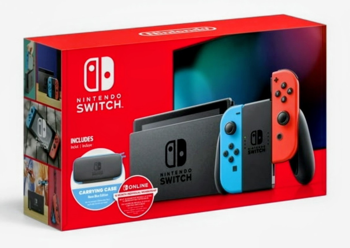 Nintendo Switch Console Neon Red/Blue Joy-Con w/ Case, HDMI, Online Play, 32GB