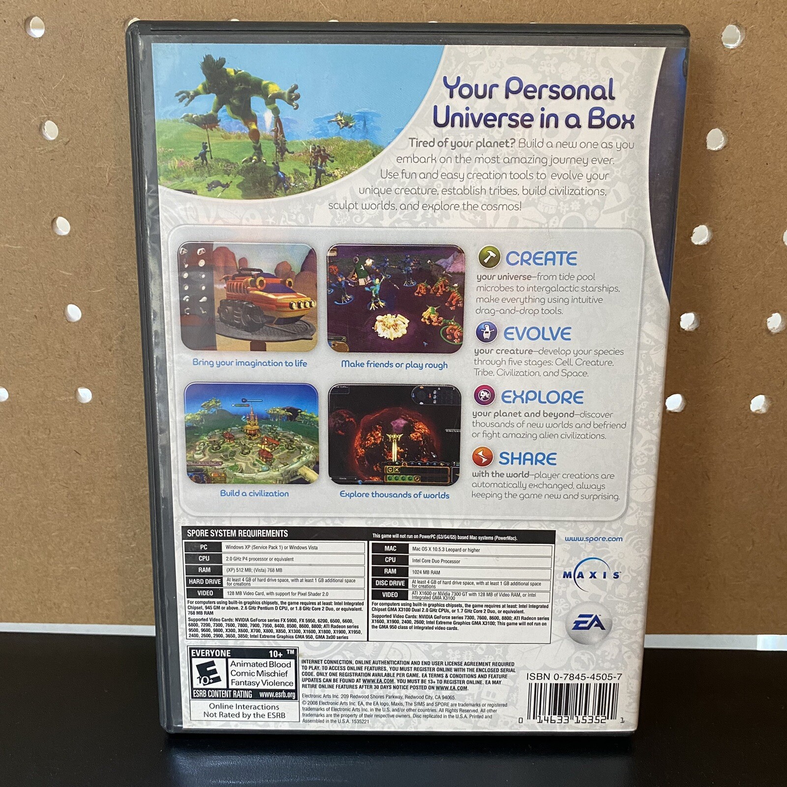 Spore (Windows/Mac, 2008) DVD-ROM Computer Game COMPLETE !