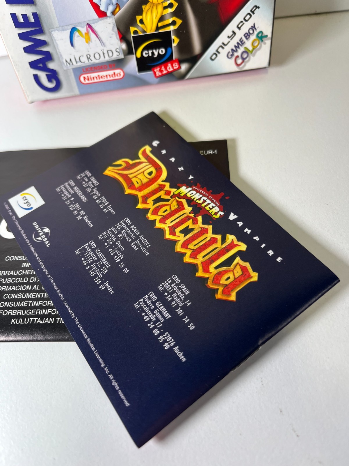 UNIVERSAL MONSTERS DRACULA CRAZY VAMPIRE NINTENDO GBC NEW PAL 2001