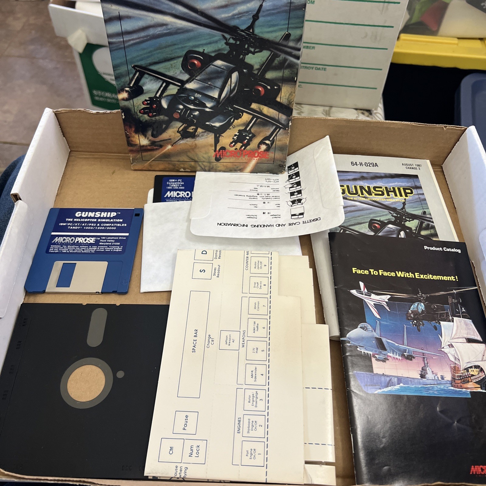 Gunship Microprose IBM PC/XT/AT Big Box – Complete in Box see photos