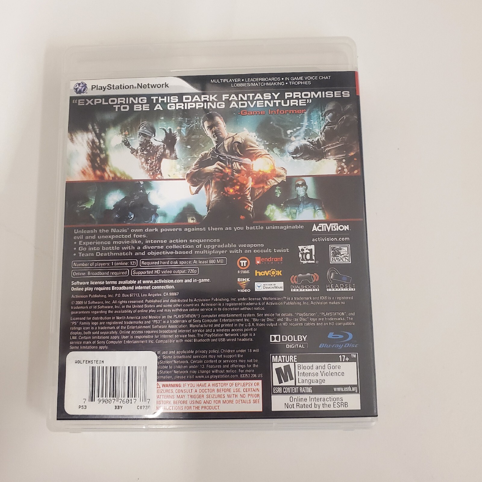Wolfenstein 2009 PS3 NO MANUAL Tested & Working