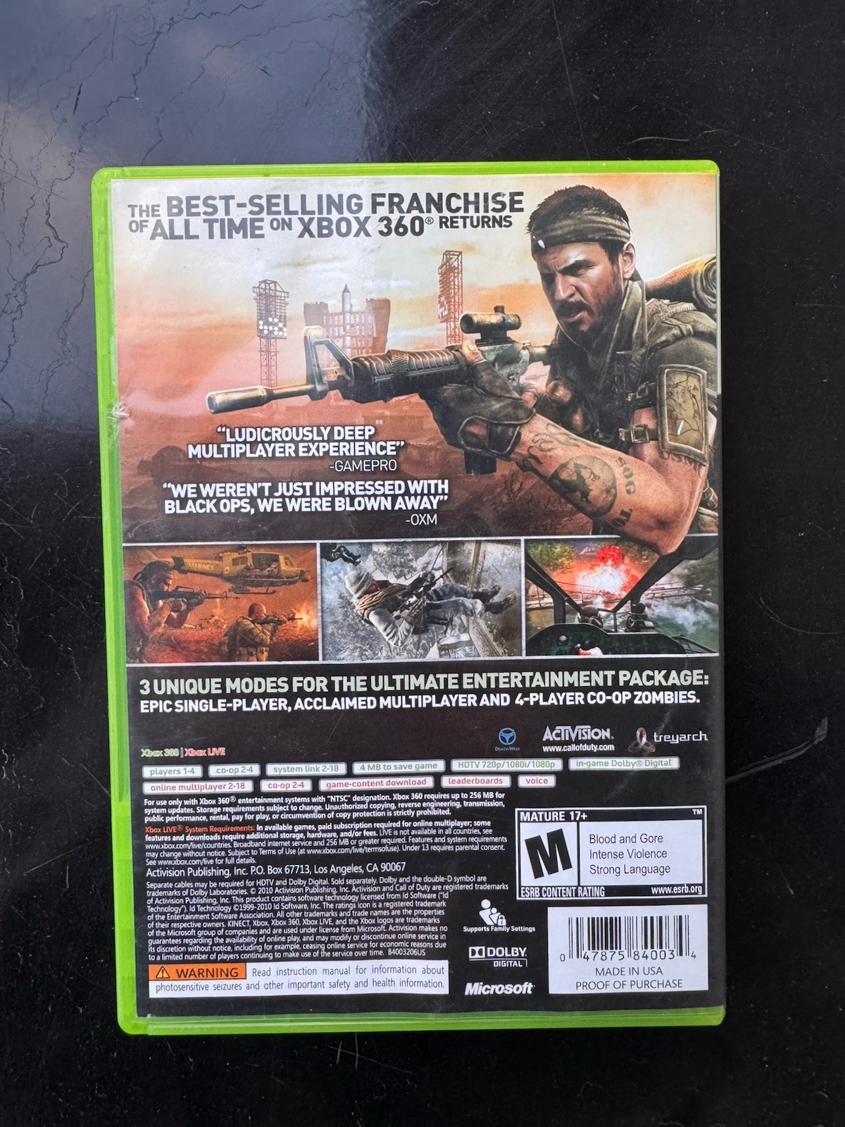 Xbox 360 60G Console With Game Cords WiFi Adaptor Manual Box Tested W/ Black Ops